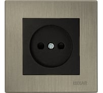 Розетка Luxar Mosaic с/у без з/к черная/титан с рамкой, 250В 16А (20.020.03) 4606400430636