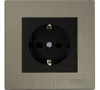 Розетка Luxar Mosaic с/у с з/к черная/титан с рамкой, 250В 16А (20.025.03) 4606400430643