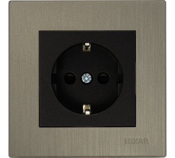 Розетка Luxar Mosaic с/у с з/к черная/титан с рамкой, 250В 16А (20.025.03) 4606400430643 1