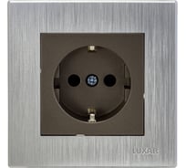 Розетка Luxar Mosaic с/у с з/к титан/серебро с рамкой, 250В 16А (20.025.05) 4606400430575