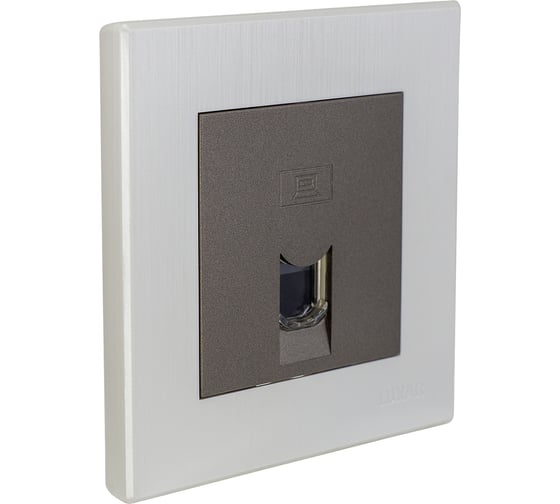 Розетка компьютерная Luxar Mosaic с/у RJ-45 титан/белая с рамкой (20.045.04) 4606400430445