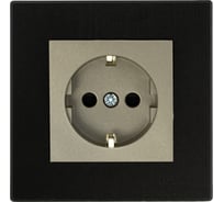 Розетка Luxar Mosaic с/у с з/к титан/черная с рамкой, 250В 16А (20.025.06) 4606400430711