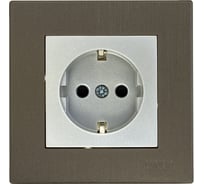 Розетка Luxar Mosaic с/у с з/к серебро/титан с рамкой, 250В 16А (20.025.02) 4606400430506