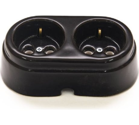 Двухместная керамическая розетка Interior Electric черная, серия "АРБАТ" РК2004