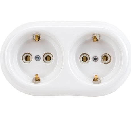 Двухместная керамическая розетка Interior Electric белая, серия "АРБАТ" РК2001