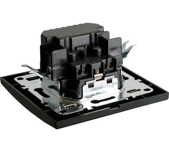 Розетка 1-местная STEKKER с/з, PST16-9016-03, 250В, 16А с USB+ type C, серия Эрна, черный, 50078