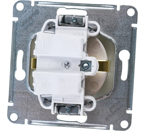 1-местный механизм розетки Systeme Electric скрытой проводки Glossa 16А IP20 250В с заземлением платина GSL001243