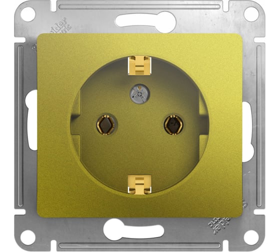 1-местный механизм розетки Systeme Electric скрытой проводки Glossa 16А IP20 250В с заземлением фисташковый GSL001043