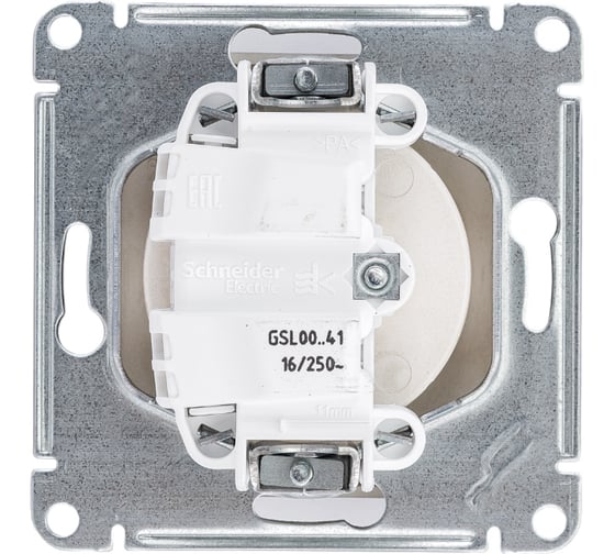 1-местный механизм розетки Systeme Electric скрытой проводки Glossa 16А IP20 250В без заземления платина GSL001241
