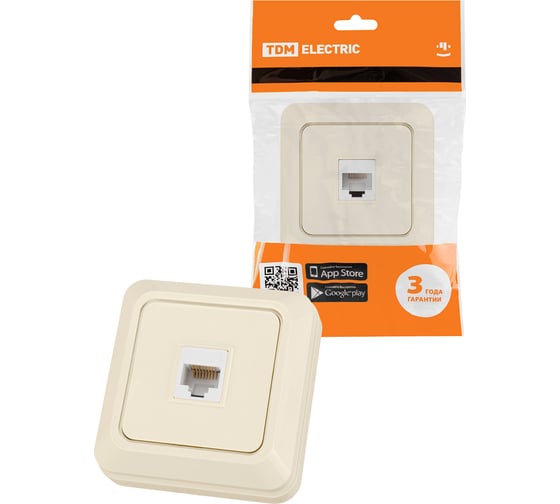 Розетка компьютерная TDM ELECTRIC (RJ-45) открытой установки IP20, сл. кость Ладога SQ1801-0117
