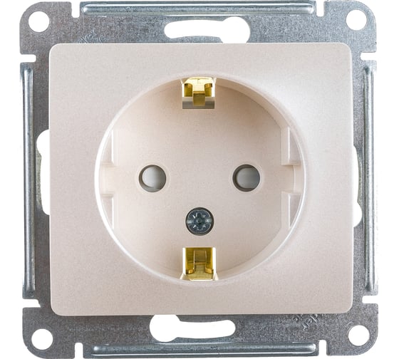 1-местный механизм розетки Systeme Electric скрытой проводки Glossa 16А IP20 с заземлением перламутр GSL000645