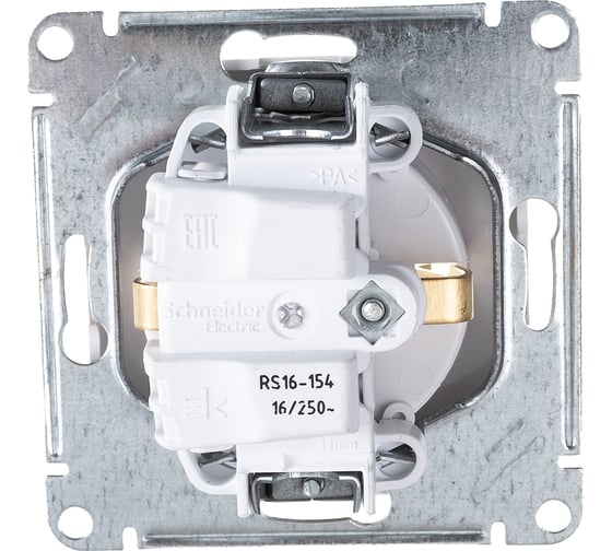 1-местный механизм розетки Systeme Electric скрытой проводки W59 16А IP20 с заземлением без защитных шторок белый RS16-154-1-86