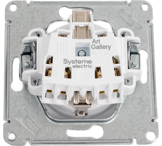 Механизм розетки Systeme Electric ARTGALLERY с заземлением, 16А, быстрозажимная клемма, белый GAL000143S