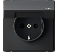 Розетка с заземлением со шторкой Systeme Electric ArtGallery, 16 А, IP44, механизм, быстрозажимная клемма, КАРБОН GAL441046S