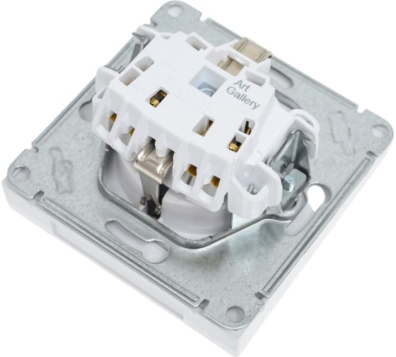 Розетка Systeme Electric ARTGALLERY с заземлением, со шторкой, с крышкой, 16А, IP44, механизм, быстрозажимные клеммы, белый GAL440146S