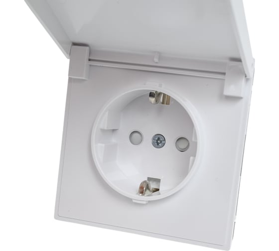 Розетка Systeme Electric ARTGALLERY с заземлением, со шторкой, с крышкой, 16А, IP44, механизм, быстрозажимные клеммы, белый GAL440146S