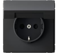 Розетка Systeme Electric ARTGALLERY с заземлением, со шторкой, с крышкой, 16А, IP20, механизм, быстрозажимные клеммы, карбон GAL001046S
