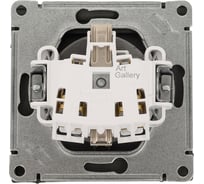 Розетка с заземлением со шторкой Systeme Electric ArtGallery, 16 А, IP20, механизм, быстрозажимная клемма, СТАЛЬ GAL000946S
