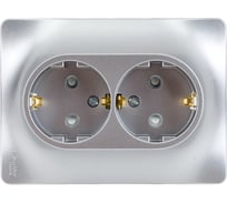 2-местная розетка Systeme Electric скрытой проводки Glossa 16А IP20 с заземлением защитные шторки в сборе алюминий GSL000326