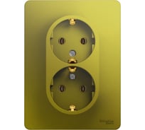 2-местная розетка Systeme Electric скрытой проводки Glossa 16А IP20 250В с заземлением в сборе фисташковый GSL001024