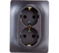 2-местная розетка Systeme Electric скрытой проводки Glossa 16А IP20 250В с заземлением в сборе графит GSL001324