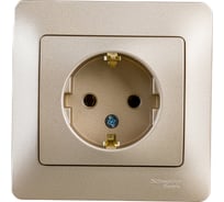 1-местная розетка Systeme Electric скрытой проводки Glossa 16А IP20 с заземлением в сборе титан GSL000442