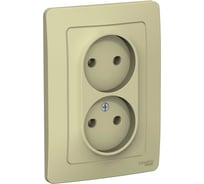 2-местная розетка Systeme Electric скрытой проводки Blanca 16А IP20 250В без заземления без защитных шторок бежевый BLNRS000027