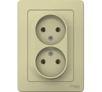 2-местная розетка Systeme Electric скрытой проводки Blanca 16А IP20 250В без заземления без защитных шторок бежевый BLNRS000027