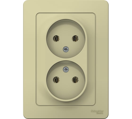 2-местная розетка Systeme Electric скрытой проводки Blanca 16А IP20 250В без заземления без защитных шторок бежевый BLNRS000027 1