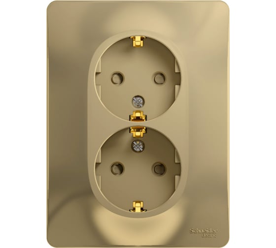 2-местная розетка Systeme Electric скрытой проводки Glossa 16А IP20 с заземлением защитные шторки в сборе титан GSL000426