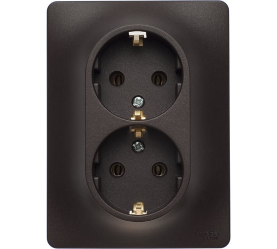 2-местная розетка Systeme Electric Glossa 16А с заземлением в сборе шоколад GSL000824