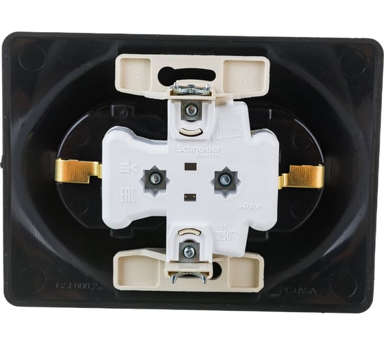 2-местная розетка Systeme Electric Glossa 16А с заземлением в сборе шоколад GSL000824