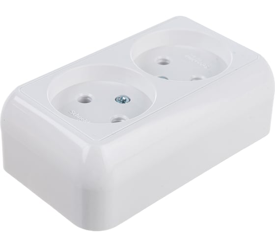 2-местная розетка Systeme Electric открытой проводки Прима 16А без заземления белая RA16-213-BI