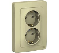 2-местная розетка Systeme Electric скрытой проводки Blanca 16А IP20 250В с заземлением без защитных шторок бежевый BLNRS001027