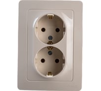 2-местная розетка Systeme Electric скрытой проводки Blanca 16А IP20 250В с заземлением без защитных шторок бежевый BLNRS001027 18125155