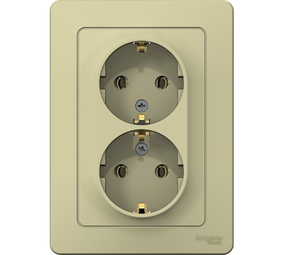 2-местная розетка Systeme Electric скрытой проводки Blanca 16А IP20 250В с заземлением без защитных шторок бежевый BLNRS001027 1