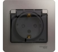 1-местная розетка Systeme Electric скрытой проводки Glossa 16А IP44 250В с заземлением с крышкой платина GSL001248