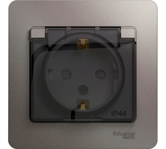 1-местная розетка Systeme Electric скрытой проводки Glossa 16А IP44 250В с заземлением с крышкой платина GSL001248 1