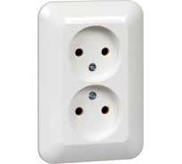 2-местная розетка Systeme Electric скрытой проводки Прима 16А IP20 без заземления белая RS16-211-BI