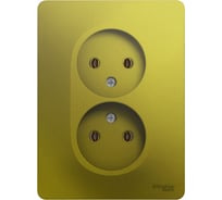 2-местная розетка Systeme Electric скрытой проводки Glossa 16А IP20 250В без заземления в сборе фисташковый GSL001020