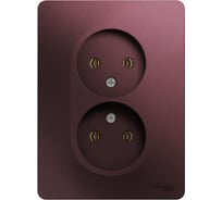2-местная розетка Systeme Electric скрытой проводки Glossa 16А IP20 250В без заземления в сборе баклажан GSL001120