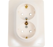 2-местная розетка Systeme Electric скрытой проводки Glossa 16А IP20 250В с заземлением перламутр GSL000626