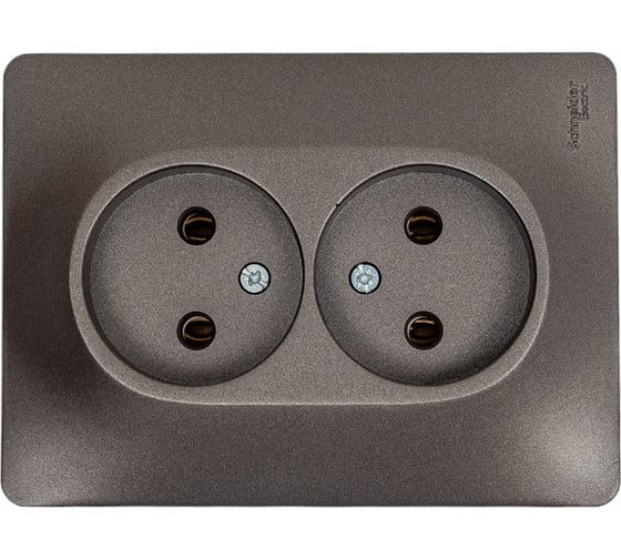 2-местная розетка Systeme Electric скрытой проводки Glossa 16А IP20 250В без заземления в сборе графит GSL001320