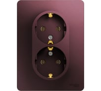 2-местная розетка Systeme Electric скрытой проводки Glossa 16А IP20 250В с заземлением в сборе баклажан GSL001124