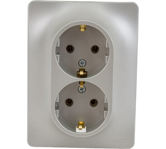 2-местная розетка Systeme Electric скрытой проводки Glossa 16А IP20 250В с заземлением в сборе платина GSL001224