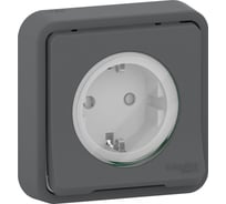 1-местная розетка Systeme Electric скрытая проводка Mureva Styl 16А IP55 в сборе антрацит MUR36132