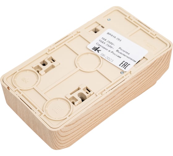 Блок 1-местная розетка + 1-клавишный выключатель Systeme Electric открытой проводки Этюд без заземления сосна BPA16-204D