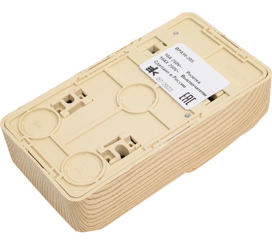 Блок 1-местная розетка + 2-клавишный выключатель Systeme Electric открытой проводки Этюд без заземления сосна BPA16-205D