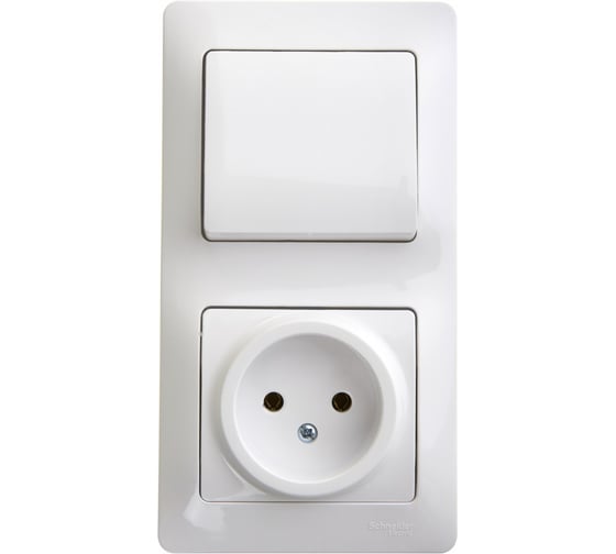 Комбинированный блок розетка + 1-клавишный выключатель Systeme Electric GLOSSA белый GSL000160