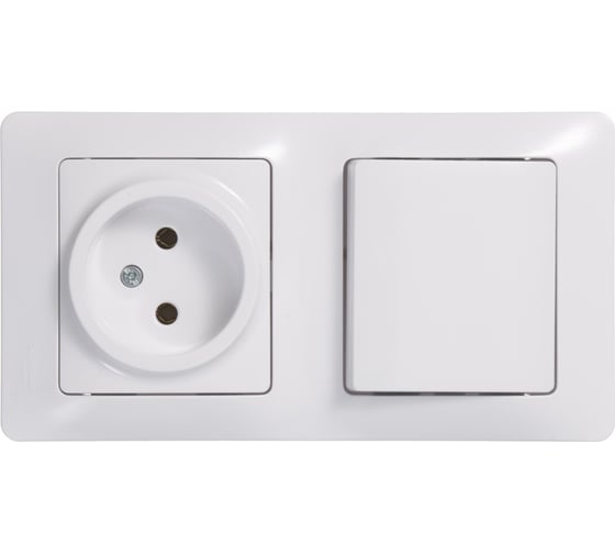 Комбинированный блок розетка + 1-клавишный выключатель Systeme Electric GLOSSA белый GSL000160